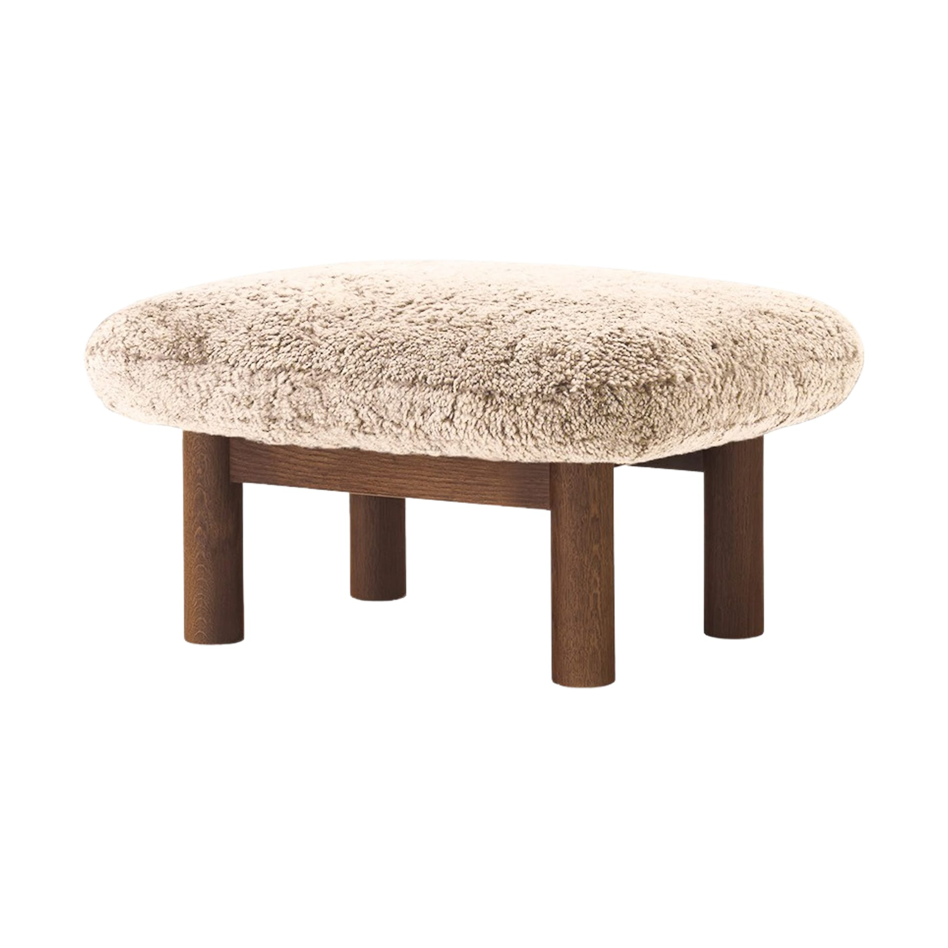 Brasilia fotpall, Dark oak-Nature sheepskin curly – Audo Copenhagen – beige ottomans