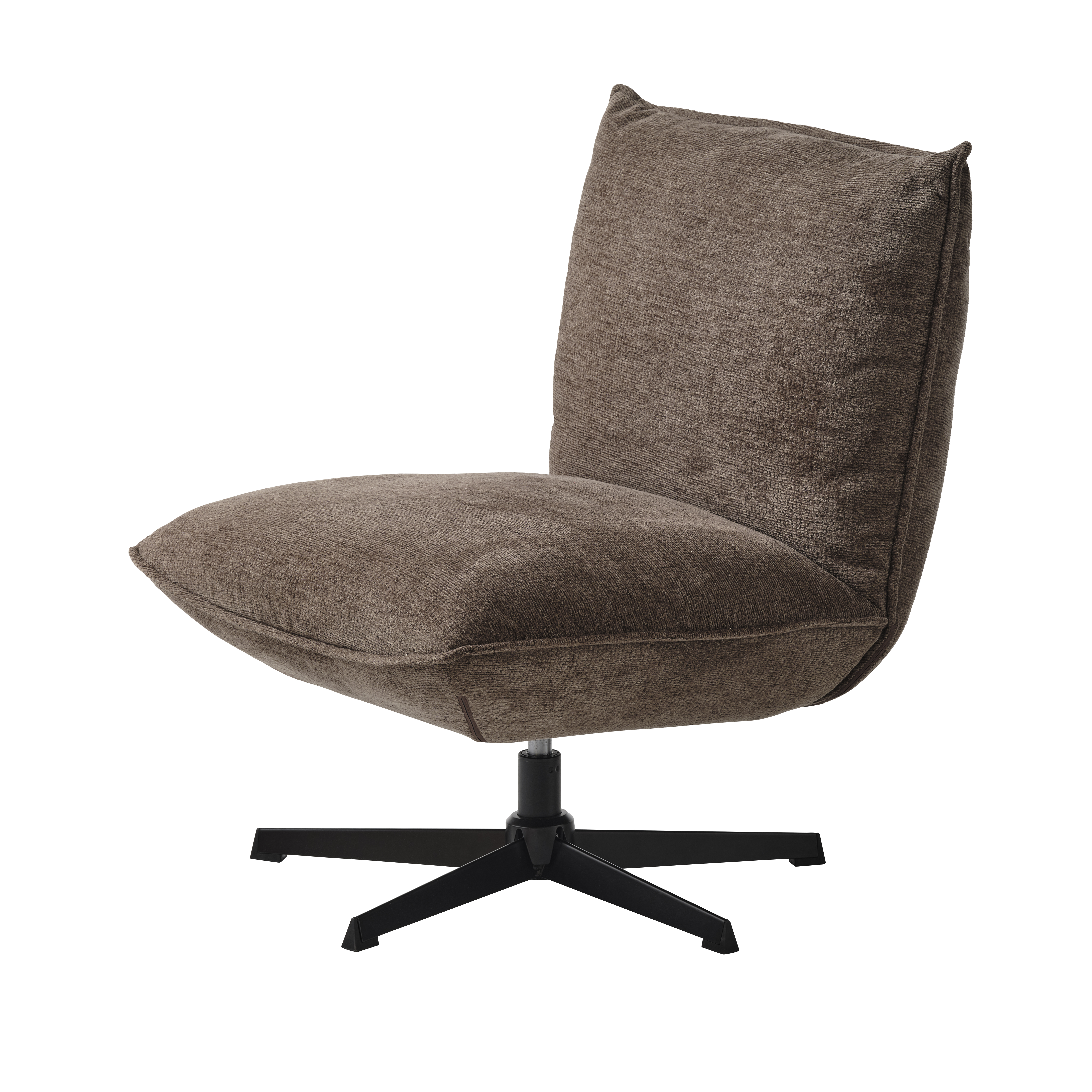 Fraser lounge stol - choklad chenille och svarta ben – Unique Furniture – chenille fabric (chocolate brown, metal lounge