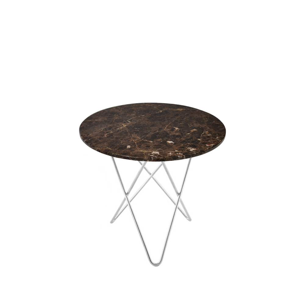 Mini O Table soffbord, marmor brun, rostfritt stativ – OX Denmarq – brun soffbord