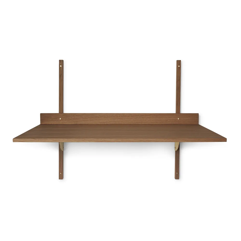 Sector Väggmonterat Skrivbord - Smoked Oak/Brass – Ferm Living – brun skrivbord