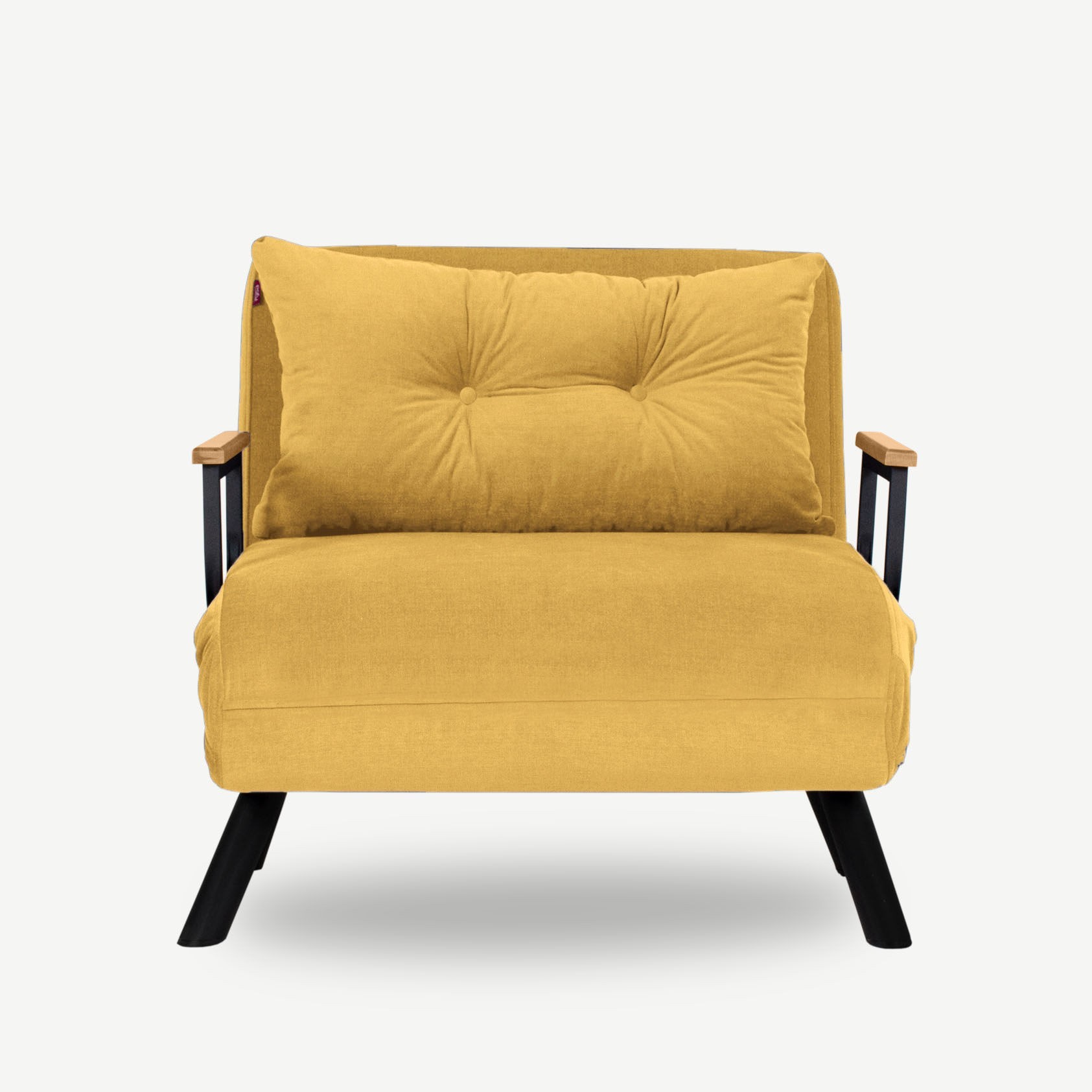 NORDVÄRK Sando Enkel bäddsoffa - senap polyester och metall (175x60) – polyester (yellow, metal soffor