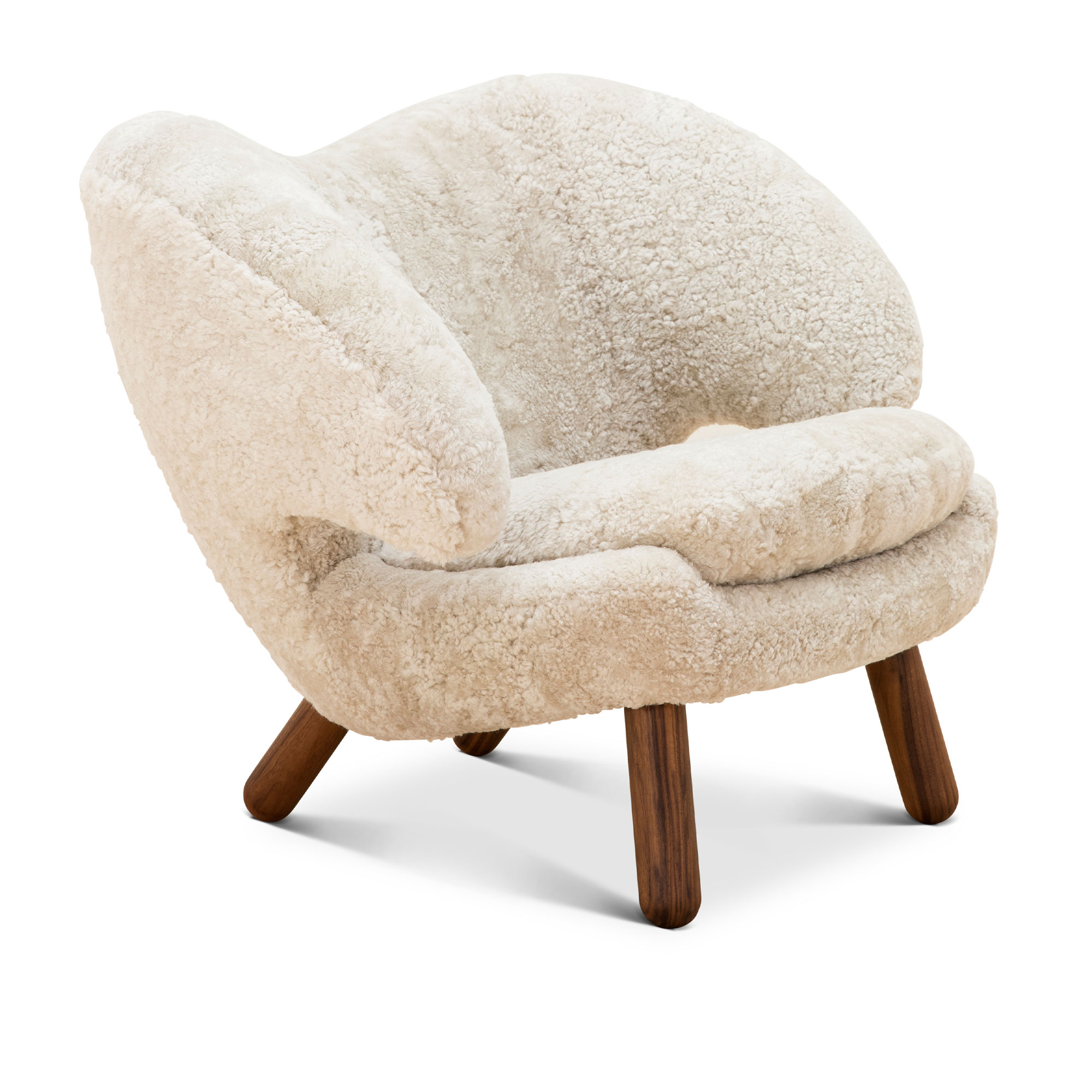 Pelican fåtölj Walnut – House of Finn Juhl – grå fåtöljer