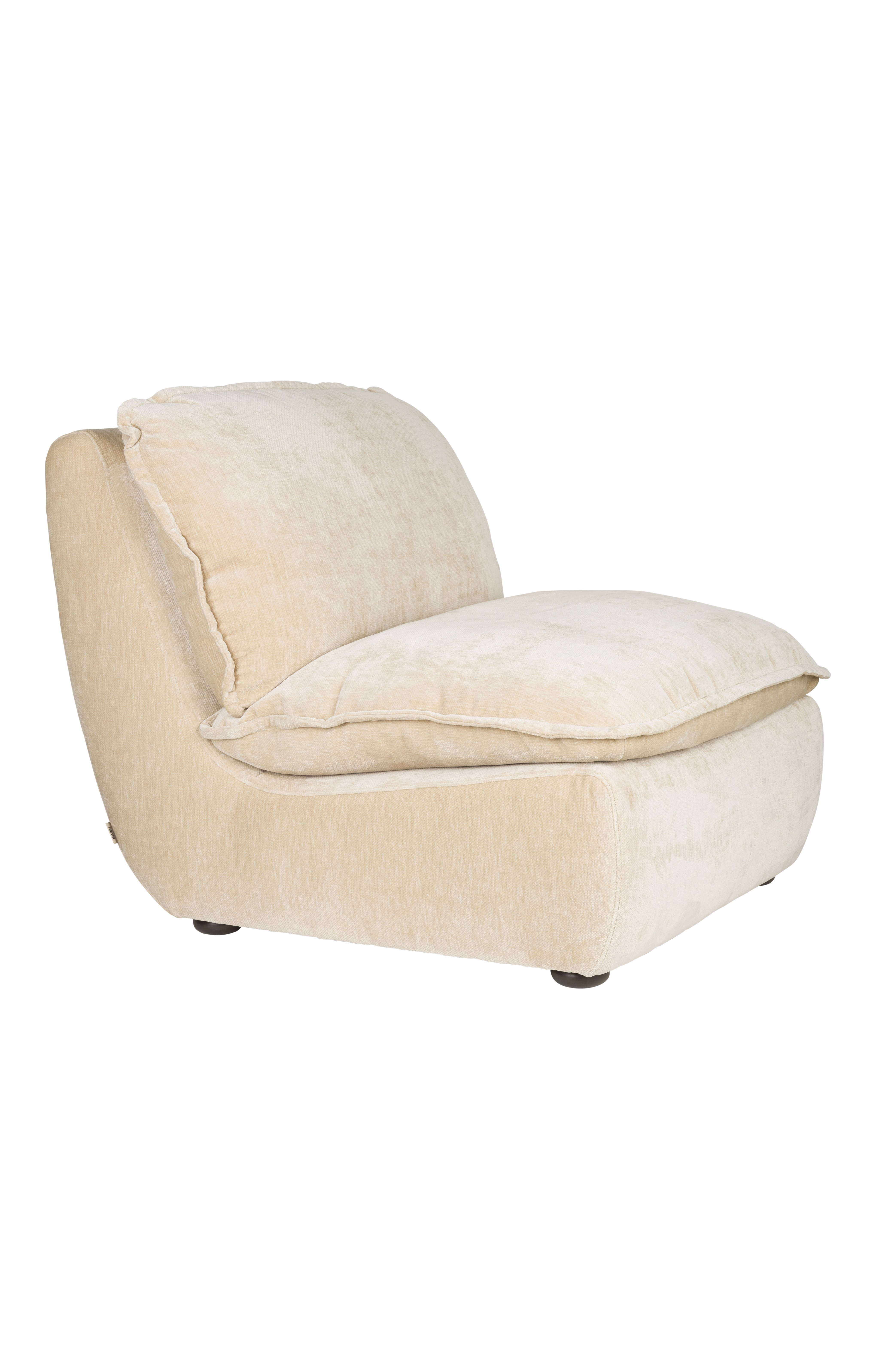 DUTCHBONE Loungefåtölj Radley Beige – Dutchbone – velvet (beige, wood lounge chairs
