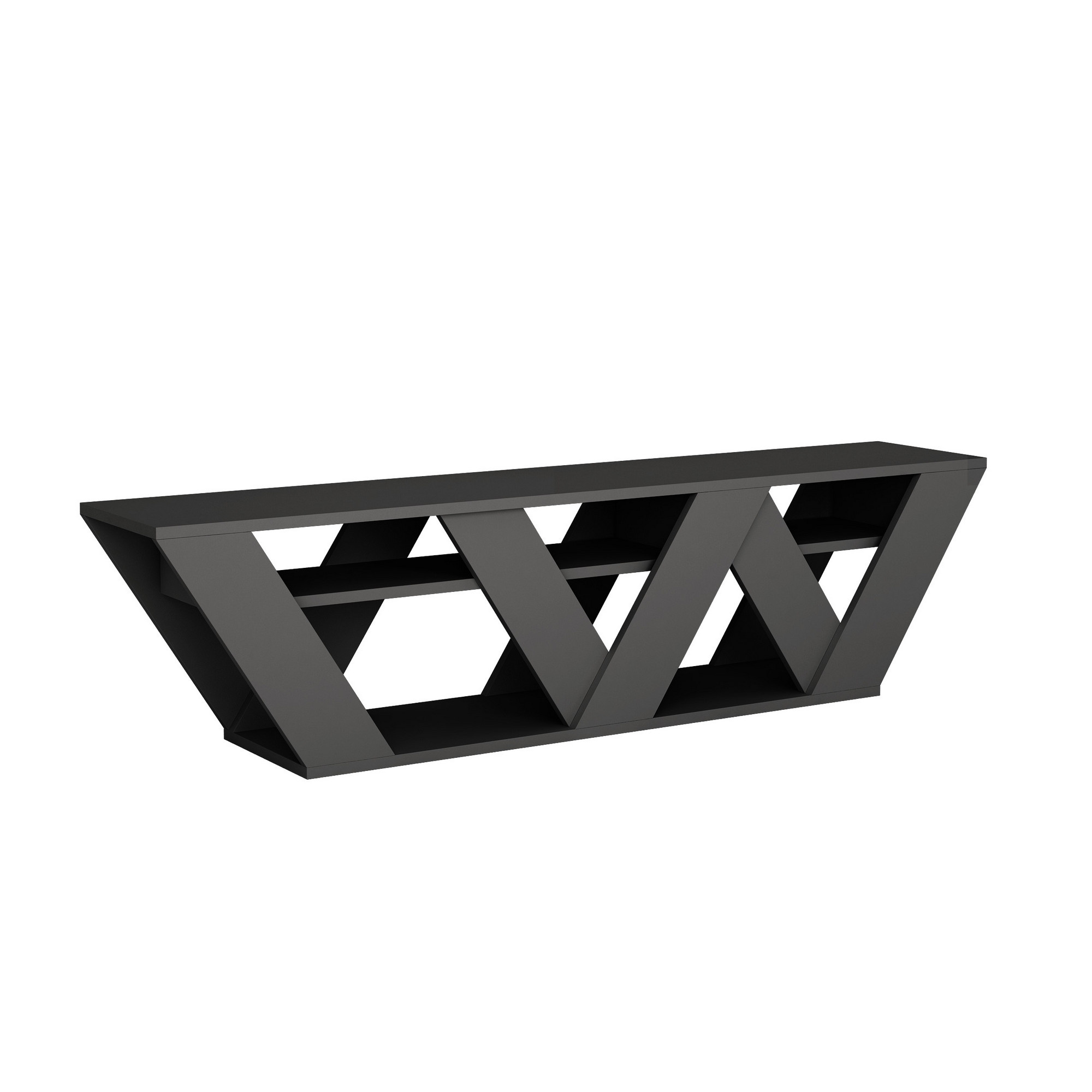 NORDVÄRK Ralla TV-bord, m 1 hylla - antracitgrå melamin (158x30) – melamine matbord