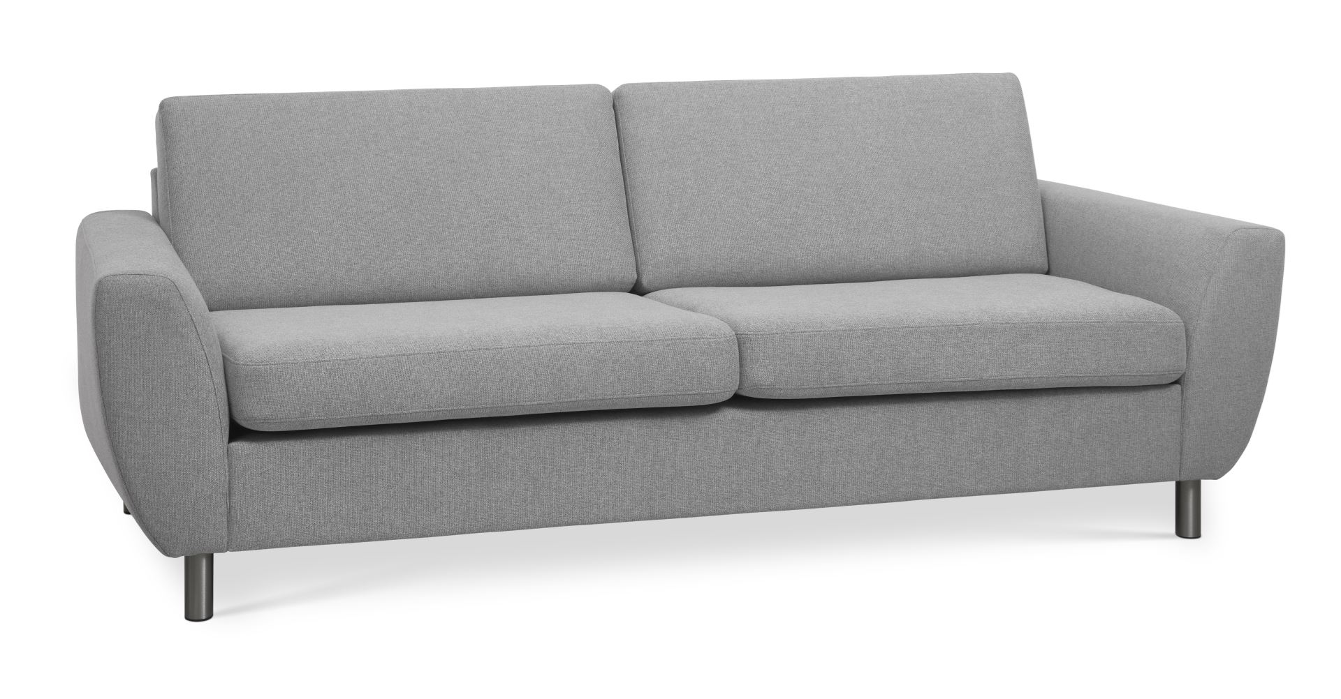 Wendy 2,5-sits soffa - grått polyestertyg och borstad aluminium – Lexpo Living – polyester fabric (gray, brushed aluminum