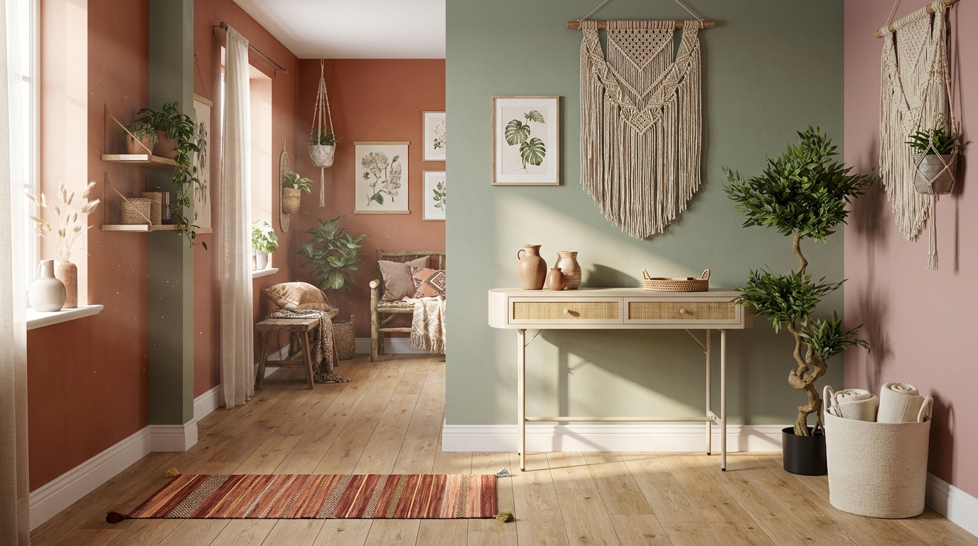 Salviagrön och terracotta i hallen — så bärs färgblocken upp med White Label Living WHITE LABEL LIVING Konsolbord Amaya 2Dr