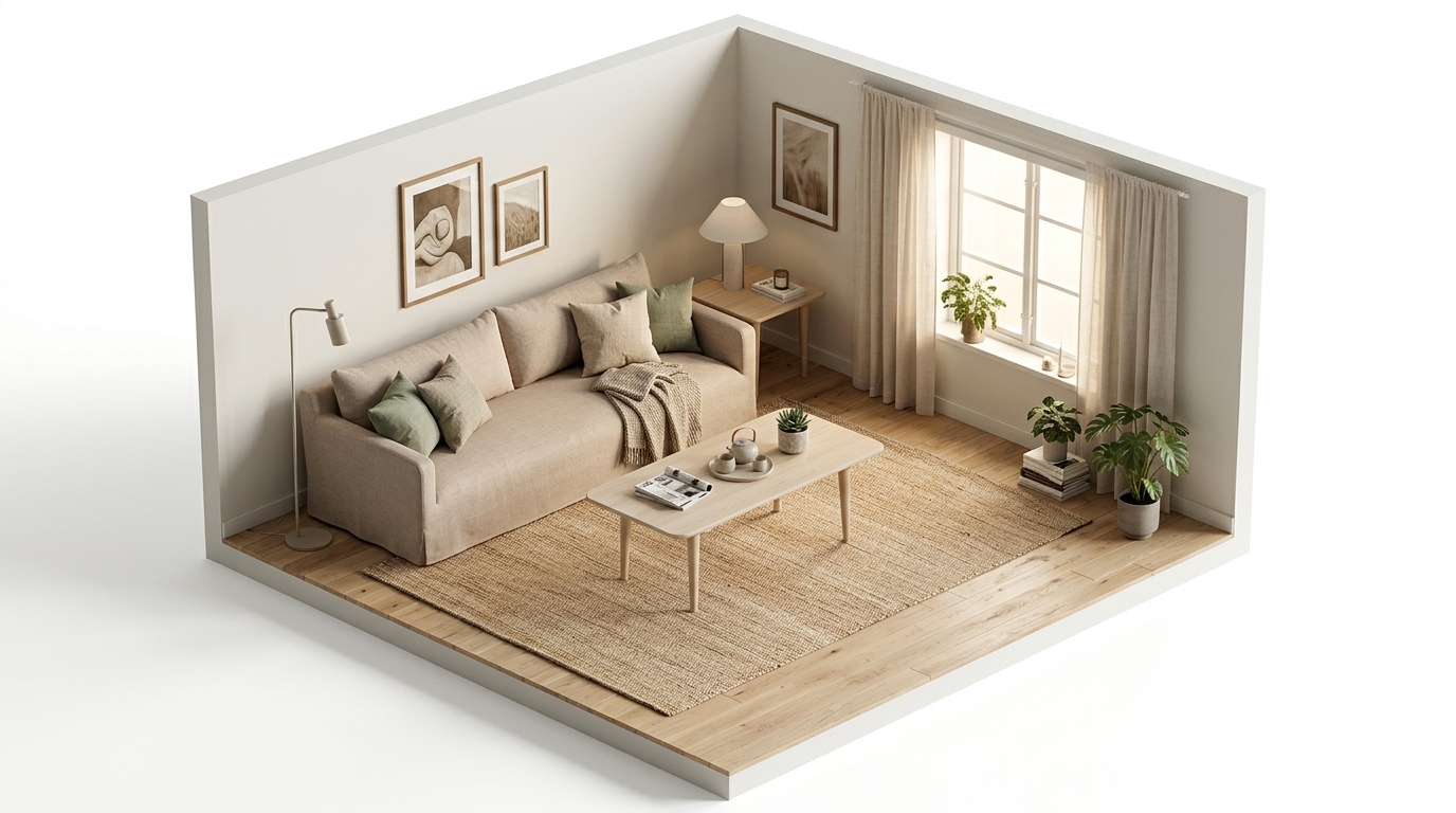 Sandfärgade ytor i vardagsrummet — så hålls den matta med Dusty Deco Dolores Sand Sofa, Carl Hansen CH011 soffbord